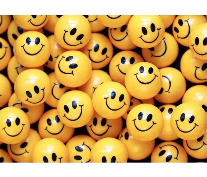 Yellow balls with smiley faces 